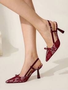 CUCCOO HITCHD Giày cao gót mũi nhọn thời trang tối giản cho nữ khi đi làm và thường ngày - Màu Đỏ Sâu - Xem 7