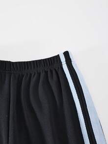 SHEIN ChillGRL 三件套街头酷炫女童套装：长袖短款连帽衫、吊带背心和休闲针织喇叭裤，适合日常休闲穿着和时尚派对，春秋季，YK2 服装 - 藍色 - 查看 3