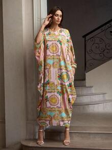 ZEYLAH Women's New Silk Printed Loose Fit Dress - Multicolor - View 7