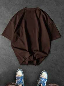 Sport MetroGents Áo thun thể thao cổ tròn rộng rãi in hình cánh chim cho nam - Màu nâu Sô-cô-la - Xem 2