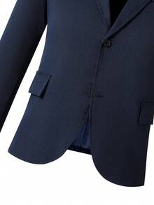 SHEIN 3 件青少年男孩绅士西装套装：西装外套 + 裤子 + 背心，适合钢琴/小提琴演奏会、婚礼、毕业典礼和其他正式场合 - 藏蓝色 - 查看 6