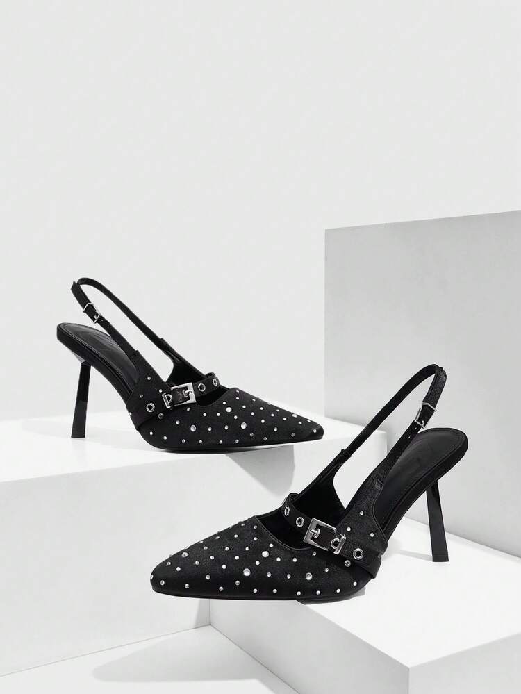 CUCCOO SZL Women's Elegant Commuter Pumps With Rhinestone Decoration For Christmas