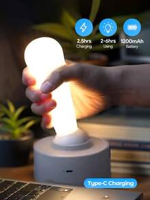 Teckwe Lever Night Light, Innovative Dimmable Toggle Switch Stylish Fun Wall/Desktop Use Cute Stick-Shaped Rechargeable Lamp - White - View 5