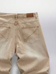 SWAVVY 男士休闲梭织宽松长裤，日常年轻休闲风格 - 卡其色 - 查看 5