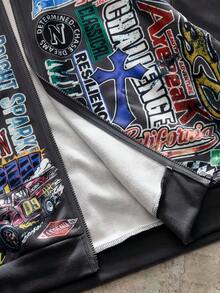 AXEPEAK 男士秋冬时尚字母印花连帽卫衣 - 灰色 - 查看 5