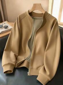 SHEIN 女士休闲纯色轻便夹克，适合春秋季节