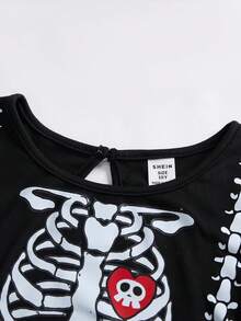 SHEIN Gaun Hitam untuk Remaja Perempuan, Gaun Pesta Homecoming, Gaun Musim Gugur, Gaun untuk Anak Perempuan - Hitam - View 4