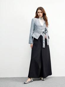 CUCCOO BIZCHIC 女士简约优雅尖头编织平底鞋，低粗跟，舒适交叉弹力带，百搭款式，宝石蓝