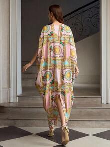 ZEYLAH Women's New Silk Printed Loose Fit Dress - Multicolor - View 4