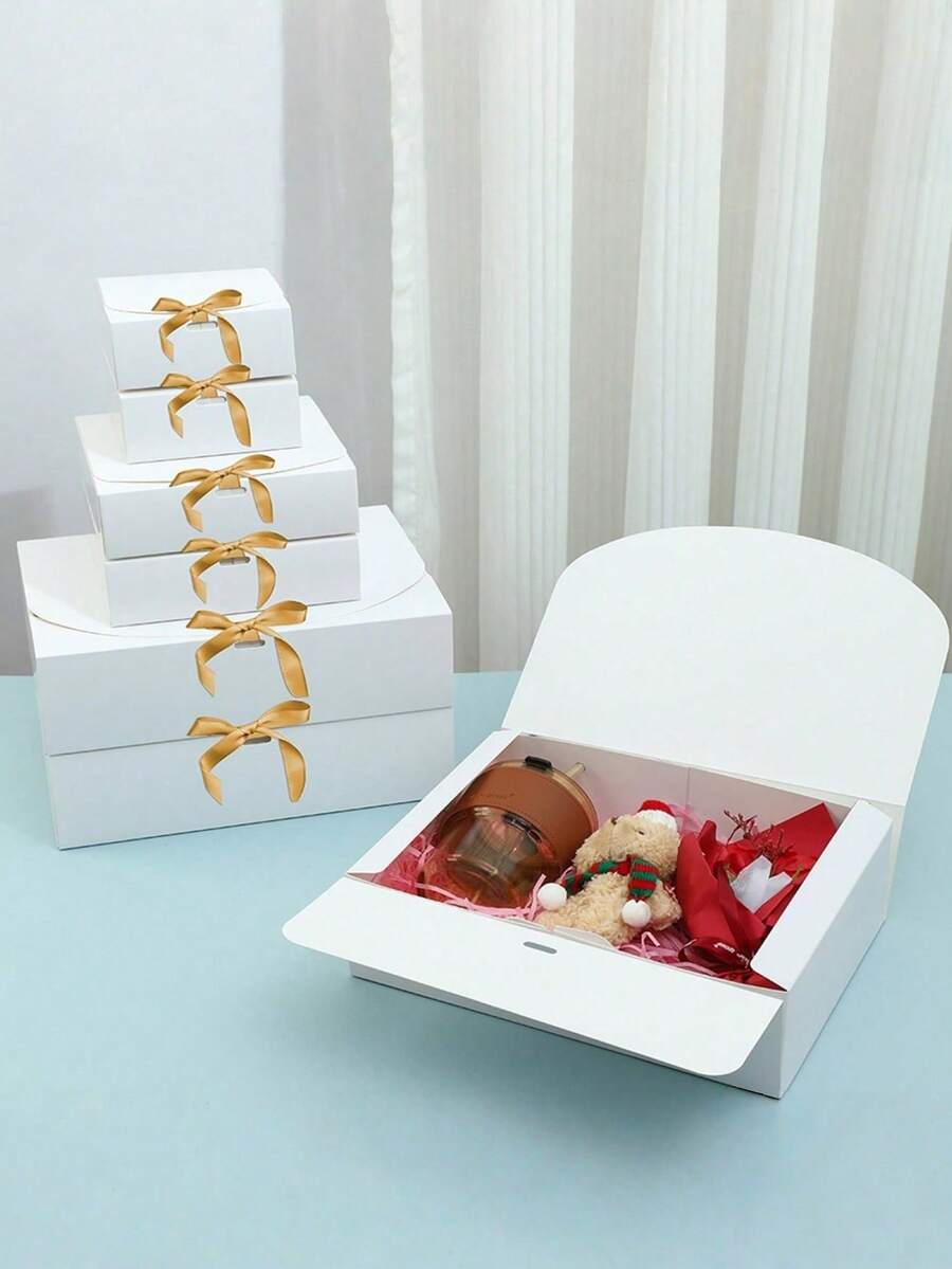 10 cái/5 cái/2 cái - Hộp quà màu trắng có nắp, Hộp quà có ruy băng cho hộp cầu hôn phù dâu, Hộp quà cho đám cưới, quà sinh nhật, tiệc tắm và các bữa tiệc khác, Quà tặng ngày lễ tình nhân, Ngày lễ tình nhân, Bao bì, Sinh nhật, Tự làm, HỘP đựng đồ làm đẹp - trắng - Xem 1