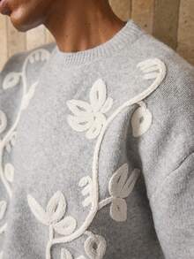 AKNOTIC Herren gestrickter Pullover, khakifarbener Rundhals-Loose-Fit Lässig Pullover, einfarbiges Chenille-Jacquard, Handwäsche oder chemische Reinigung, geeignet für Herbst/Winter - Grau - Übersicht 3