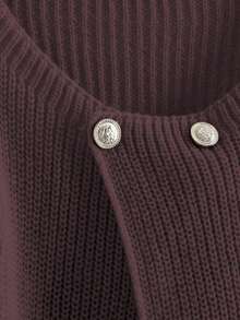 GlowEve CURVE Áo len cardigan dệt kim màu trơn trang trí nút kim loại cỡ lớn cho nữ, thường ngày đa năng, thích hợp mặc vào dịp Giáng sinh, Halloween, trở lại trường, đi nghỉ, công sở - Màu Đỏ Sâu - Xem 8