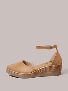 Styleloop Women's Woven Rope Platform Wedge Sandals, Vacation Style BOHO Chic Retro American Western Music Festival Party Outfit For Christmas Valentine's Day - Apricot - View 2