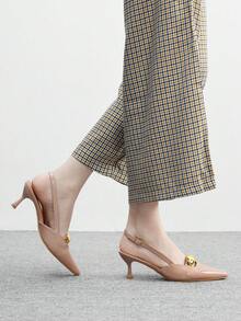 CUCCOO BIZCHIC 女士尖头金属装饰搭扣设计时尚高跟鞋 - 粉色 - 查看 4