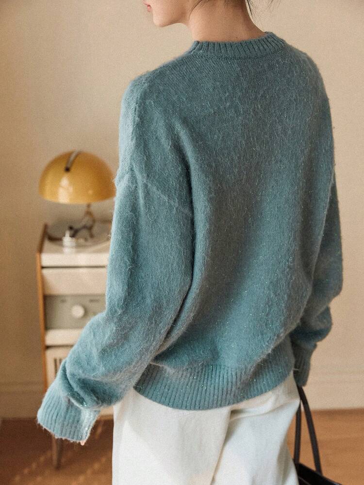 Women's Fashionable Casual Grey Short Design Pullover Sweater, Suitable For Autumn And Winter, New Year & Christmas