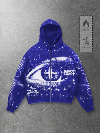 Street Life Sudadera con cremallera casual estampada para hombre, otoño/invierno