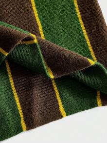 ROMWE MEN Men's Round Neck Embroidered Knit Vest - Brown - View 6