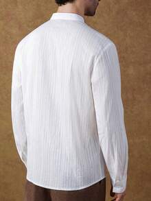 Core Aspect 男士长袖单排扣休闲/商务衬衫 - 白色 - 查看 2