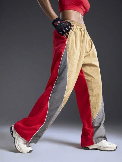 Powerista 女士撞色弹力腰宽松阔腿运动裤