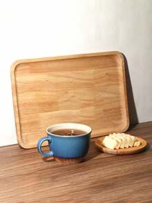 简约托盘，日式木托盘，长方形托盘，圆形木托盘，木质杯托，橡胶木托盘，厨房用品，圣诞礼物 - 杏色 - 查看 7