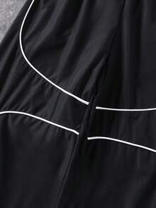 SHEIN Mirajuku 1-Piece Teen Boys' Streetwear Urban Style Contrast White Stitching Detail Loose Fit Wide Leg Cargo Pants With Side Pockets Comfortable Casual Fashionable Trousers For Daily Wear Street Fashion Spring Autumn