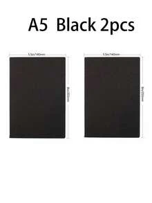 A5 Black Cardstock Notebook, Minimalist Blank Journal For Writing, School Note Taking & Office Use - Black - View 11