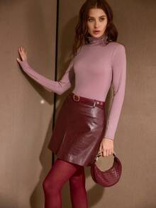 MOTF PREMIUM SOLID SLIM FIT MOCK NECK T-SHIRT - Dusty Pink - View 6