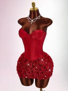 Amplova Women's Solid Color Minimalist Bandeau Jumpsuit,Party Dresses For Women