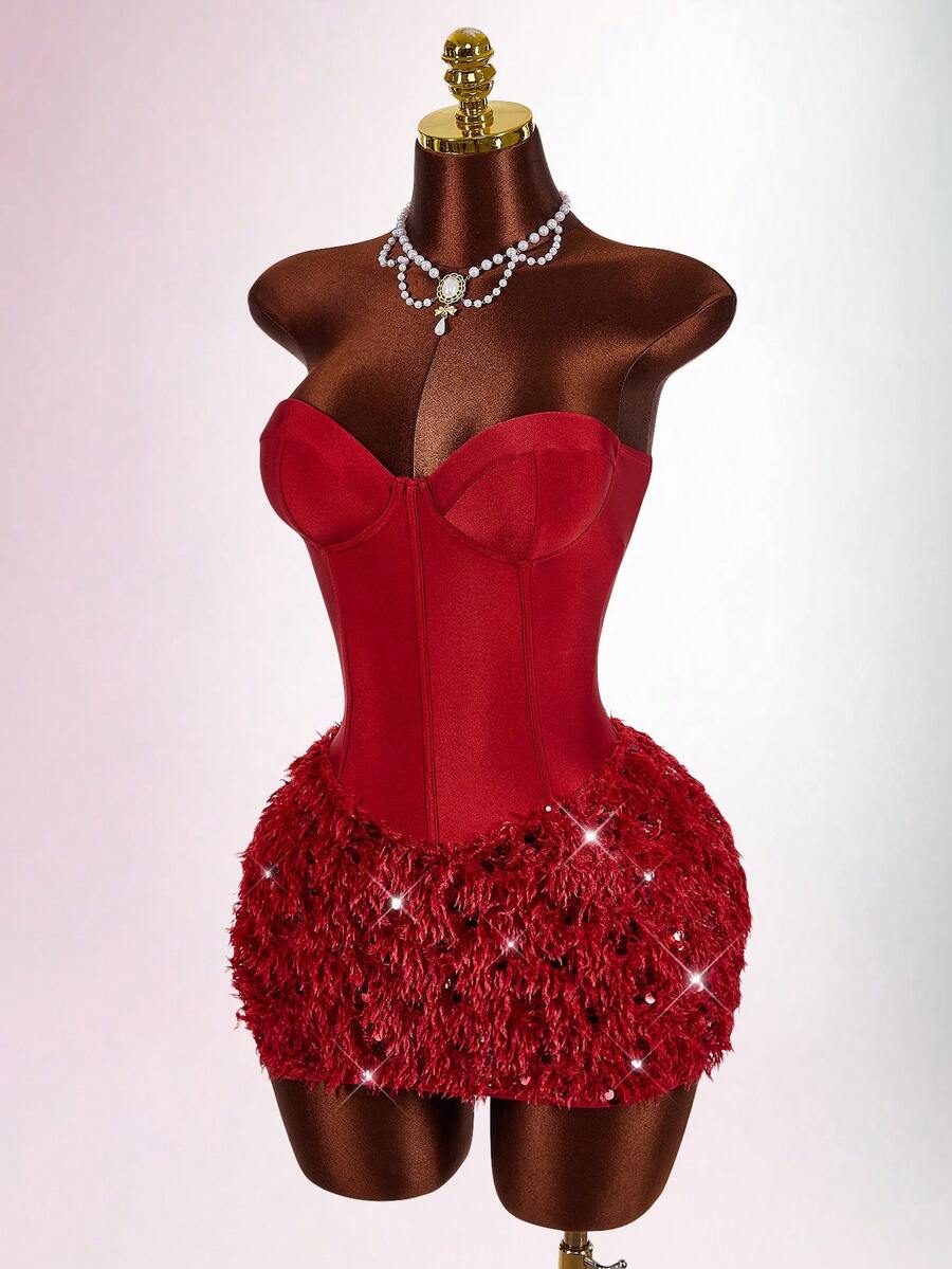 Amplova Women's Solid Color Minimalist Bandeau Jumpsuit,Party Dresses For Women