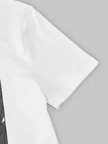 SHEIN Áo thun cổ tròn tay ngắn in hình hoạt hình cho bé gái tuổi teen kèm quần đùi in hình, Bộ trang phục 2 món, Trang phục biểu diễn - màu đen - Xem 4