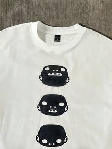 Glimmora Men's Cartoon Print Round Neck Loose Casual Short Sleeve T-Shirt