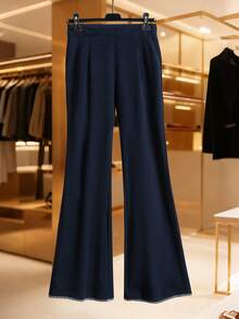 Modelyn Women's Design Sense Crew Neck Long Sleeve Loose Knit Sweater, Navy Blue, Fashionable, Autumn/Winter - Navy Blue - View 4