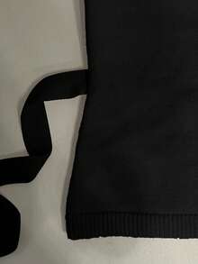 Flirla 系带宽松休闲百搭女式开衫 - 黑色 - 查看 6