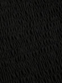 Sweetra Plus Size Diamond Collar Ruffle Waist A-Line Ruched Ruffle Hem Long Sleeve Dress, Suitable For Dates - Black and White - View 6