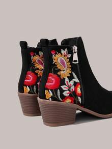 Styleloop 女士踝靴，适合度假、波西米亚风、复古美式、波西米亚风、西部风、音乐节、派对、圣诞节、万圣节 - 黑色 - 查看 5