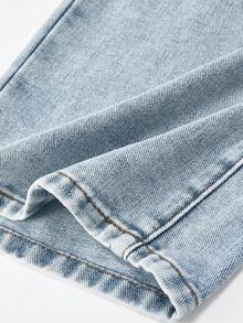 SHEIN ChillGRL Jeans für Teenager Mädchen, Y2K Collegestil, lässig weite Passform, abgenutzte Taille, bequeme Baumwolle, geeignet für Alltag, Schule, Partys, Schulanfang Se2025, neue Kollektion