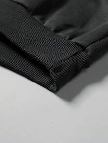 Manfinity Homme 男士字母印花长袖休闲卫衣纽约连帽衫，保暖内衬 - 黑色 - 查看 3
