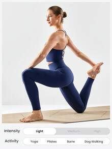 GLOWMODE Quần legging FeatherFit™ Keep It Classic 26 inch, không đường may, cạp cao, co giãn tốt, có túi sau, thích hợp cho tập yoga, tập gym và mặc hàng ngày, mùa xuân hè. - Dark Blue - Xem 7