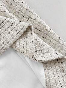 RosyDaze Women's Polka Dot Collar Sleeveless Tweed Jacket - White - View 4