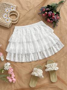 Soleia New Casual Vacation Western Beach Wedding Guest Attire Graduation Brunch Women's Outfit St. Patrick's Day Spring Break Easter Music Festival Elegant Bohemian Tropical Elegant Ruffle Lace Valentine's Day White Women's Skirt