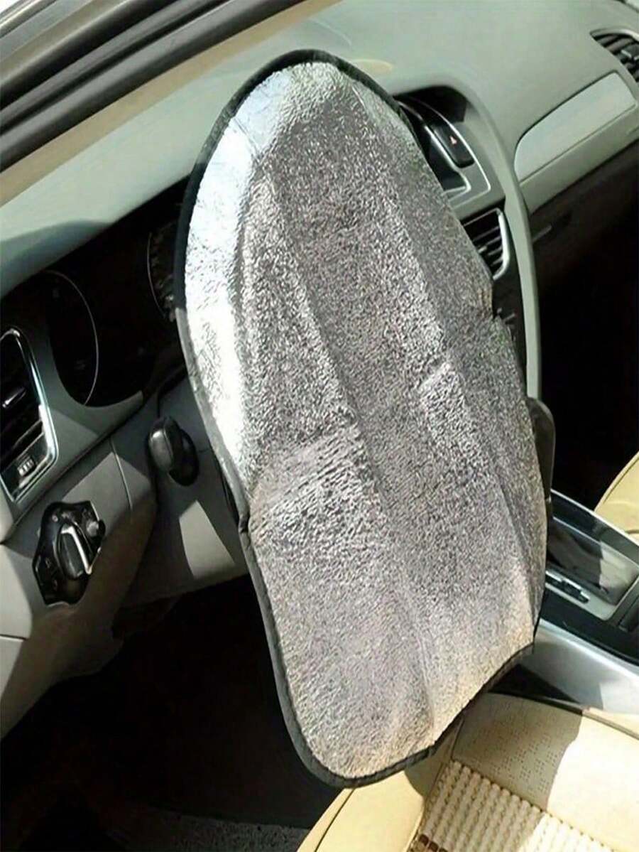 1pc Car Steering Wheel Sunshade Car Steering Wheel Cover Sunshade Car Interior Products,Very Suitable For Use Under Scorching Sun, Blocking Sunlight - Silver - View 1