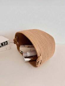 A Super Solid Color Thick Foldable Laundry Basket, Dirty Clothes Basket, Blanket Basket, Hand Woven Basket With Auspicious Buckle Handle, Used For Storing Clothes, Blankets, Quilts, Pillows, Toys, Miscellaneous Items, Shoes Can Be Used In Bedrooms, Laundry Rooms, Corridors