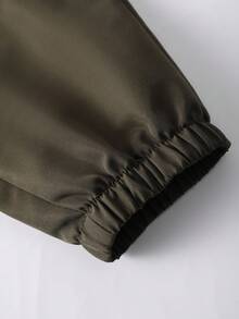 Coolqubz 2 件/套时尚白色连帽衫搭配橄榄绿色裤子，适合青少年男孩的时尚服装，连帽衫采用绿色定位印花，面料柔软舒适，适合春秋季穿着，适合上学、郊游等。 - 綠色 - 查看 6