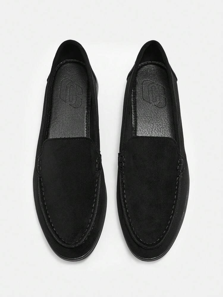 CUCCOO CURVES Plus Size Women's Wide Fit Comfortable Black Suede Casual Loafers, Versatile Flat Slip-On Shoes For Commuting, Outdoor, Work, Daily Wear For Christmas