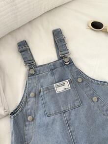 SHEIN 男童宽松蓝色牛仔背带裤