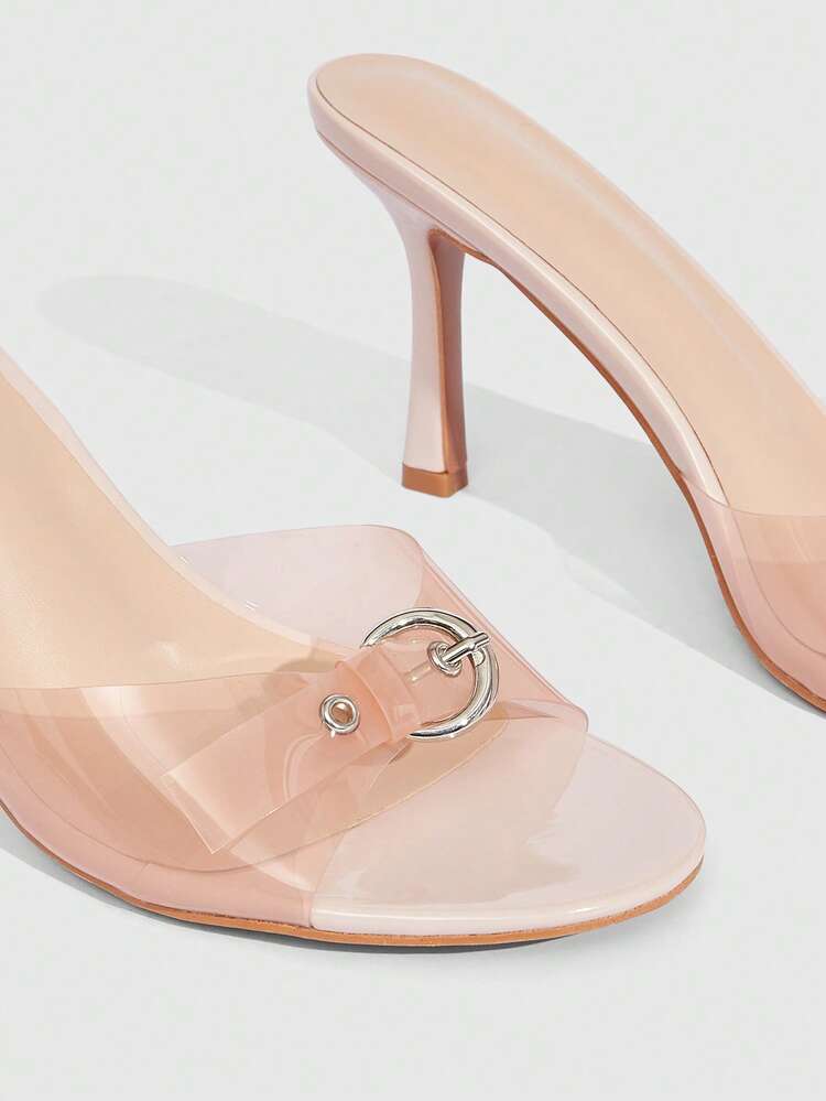 CUCCOO SZL Women's Pointed Toe Buckle Design Fashion Casual High Heel Slide Sandals For Christmas