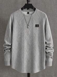 NEON BLANC 男士字母图案宽松圆领针织休闲长袖T恤