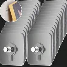 1/5/10/15/20/21/30个装自粘墙钩，免钉墙面挂钩，图钉挂钩，免钉相框挂钩，适用于家庭室内装饰 - 無色 - 查看 9