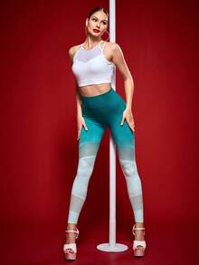 Menodora SHEIN Sport 女士纯色网眼拼接露背运动文胸 - 白色 - 查看 7
