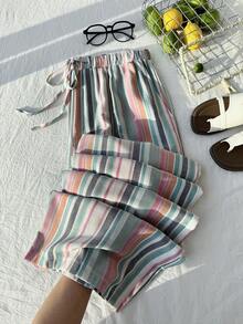 Comfortcana Plus Size Colorful Striped Loose Vacation Pants - Multicolor - View 1